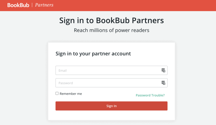 bookbubupartners儀表板登錄圖像